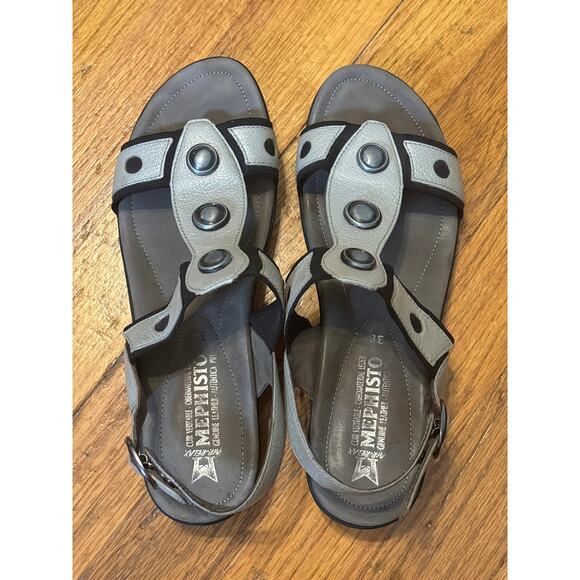 Mephisto Adjustable Strap Sandal Steel Facette Metallic US 7 - Picture 3 of 7